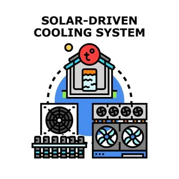 Solar driven cooling system producing fresh air Ilustración de archivo