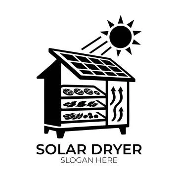Solar Dryer Logo Design Featuring Solar Panels and Sun Symbol Illustrazione stock