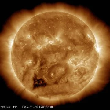 This Solar Dynamics Observatory (SDO) image of the Sun taken on January 20... Stock Photos