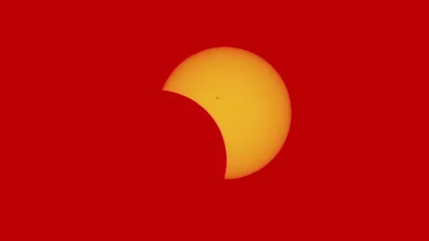 Solar Eclipse 1000mm Telescope Shot with Solar Filter Astrophotography Stock Footage 318315549