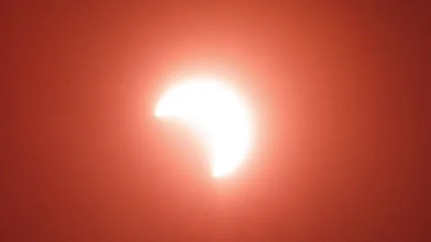 Solar Eclipse 2023 Time Lapse Telescope Position Adjusted Astrophotography Stock Footage 344043875