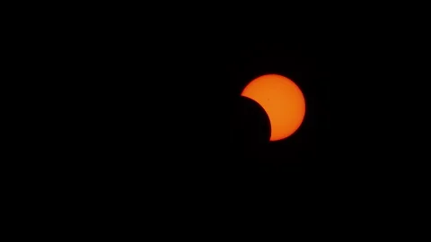 Solar Eclipse 2024 500mm with Solar Filter Astrophotography Stock Footage 306712506