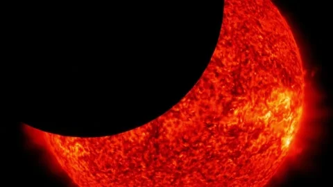 Solar eclipse against a dark sky. Stock Footage 311381164