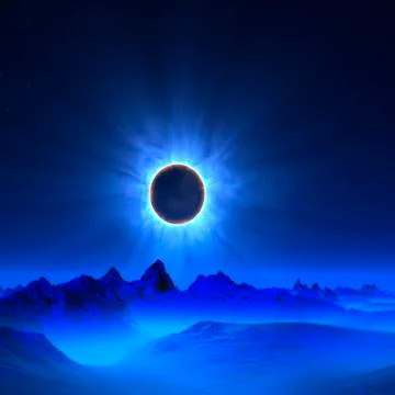 Solar eclipse in alien planetary system Stock Illustration