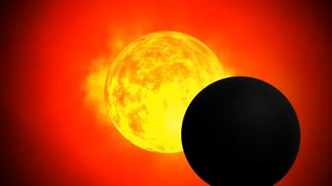 Solar eclipse All solar energy and the solar system of the universe In 3d for Stock Illustration