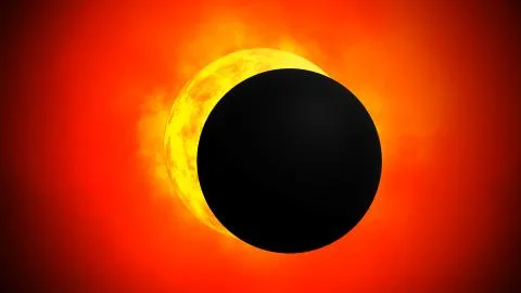 Solar eclipse All solar energy and the solar system of the universe In 3d for Stock Illustration