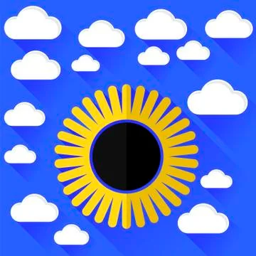 Solar Eclipse and Clouds Stock Illustration