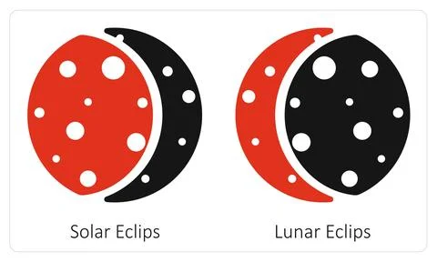 Solar Eclipse and Lunar Eclipse Stock Illustration