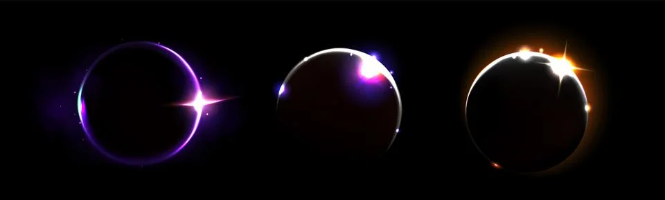 Solar eclipse and moon light neon ring vector Illustrazione stock