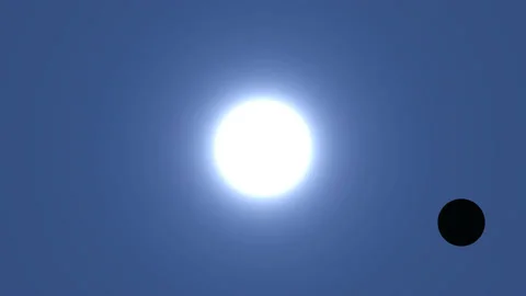 Solar Eclipse Animation Moon Passing in Front of Sun Reveals Starfield Stock Footage 153955335