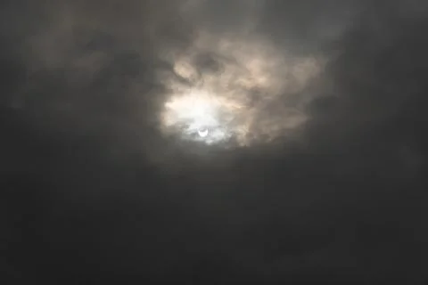 Solar eclipse. astronomical phenomenon. the moon partially covers the sun. Foto stock