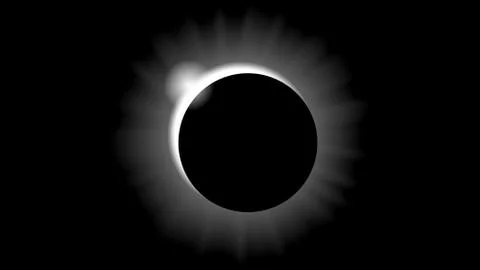 Solar eclipse in black and white style Stock Illustration