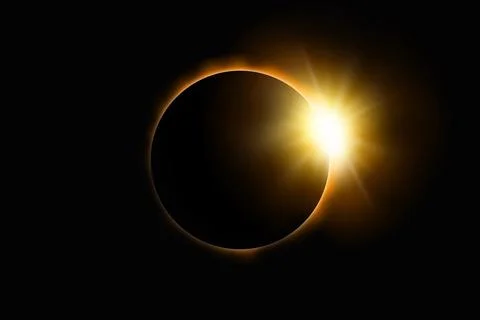 Solar Eclipse on black sky background Stock Photos