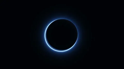 Solar eclipse blue atmospheric glow creates a dramatic Stock Footage 342639862