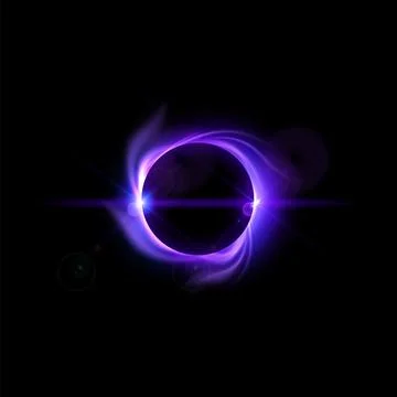 Solar eclipse with burning effect, vector blue glowing total planet eclipse with Stock Illustration