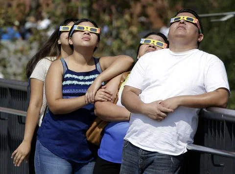 Solar eclipse at the California Science Center, Los Angeles, USA - 21 Aug 2017 Stock Photos