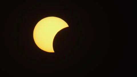 Solar eclipse captured in four frames showing progression of the event Stock Footage 343397551