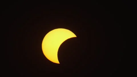 Solar eclipse captured in four frames from a single location Stock Footage 343397601