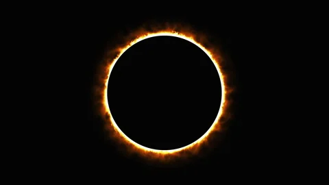 Solar eclipse, computer generated. Burning ring of fire, portal, gate. 3d Stock Footage 134821203