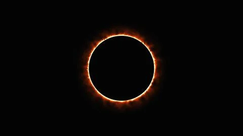 Solar eclipse, computer generated. Burning ring of fire, portal, gate. 3d Illustrazione stock