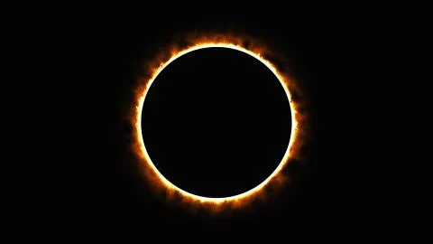 Solar eclipse, computer generated. Burning ring of fire, portal, gate. 3d Stock Illustration