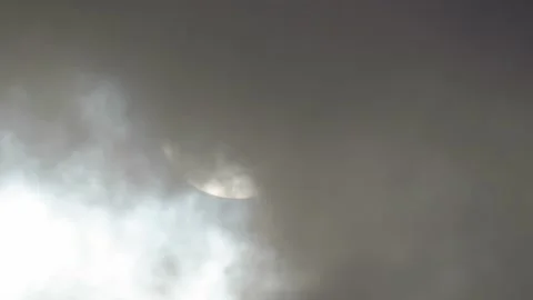 The solar eclipse is covered by clouds. Stock Footage 220958771