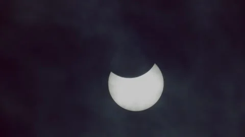 Solar eclipse in dark sky Stock Footage 252148138