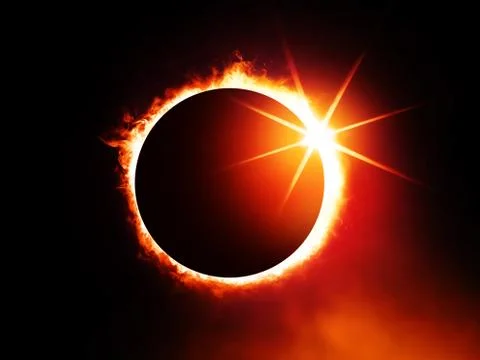 Solar eclipse on dark sky Stock Photos