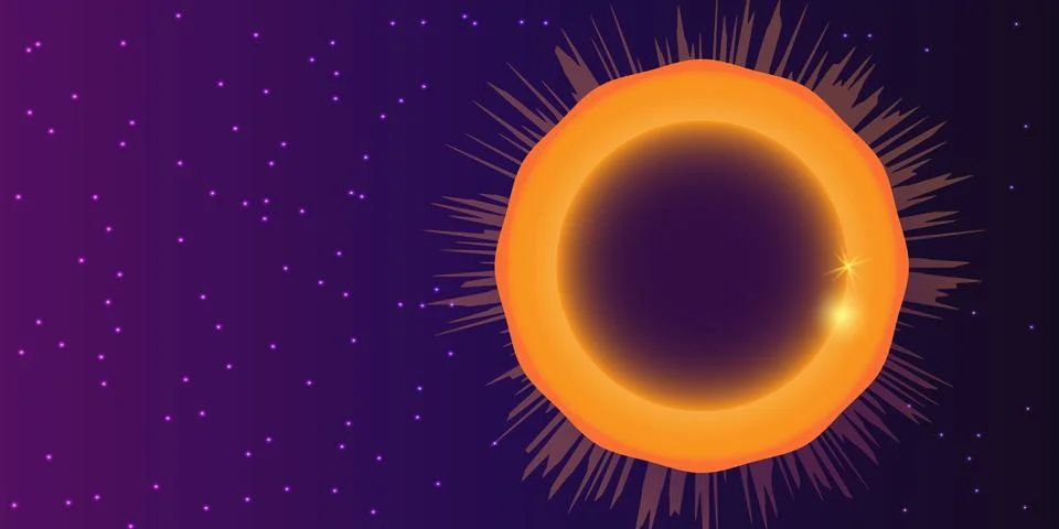 Solar eclipse dark sky shining stars event. Stock Illustration