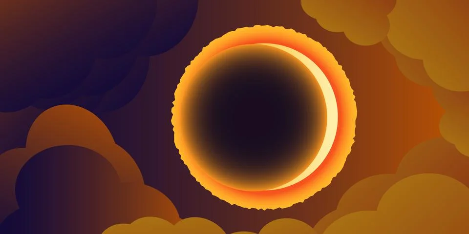 Solar eclipse dark sky shining stars event. Stock Illustration