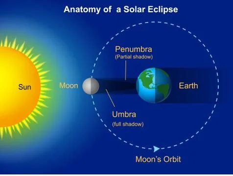 Solar eclipse diagram Ilustração Stock