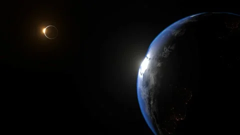 Solar eclipse. Earth and Moon animation.	 Stock Footage 170396363
