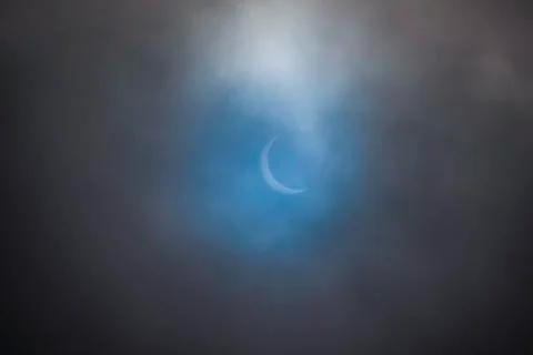 Solar eclipse of February 26, 2017 seen from Chilean patagonia Stock Photos
