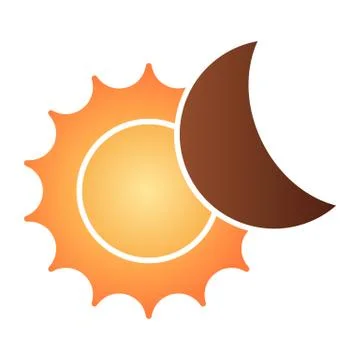 Solar eclipse flat icon. Astronomy color icons in trendy flat style. The sun and Ilustração Stock
