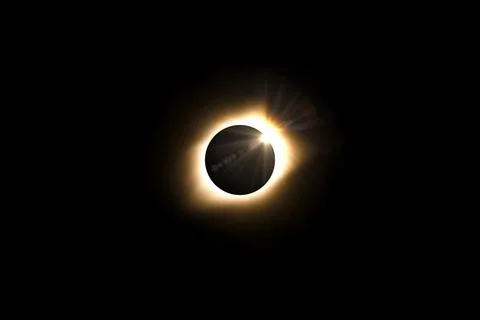 Solar eclipse. Full moon or lunar with light on sky in dark at night sky back Stock Photos