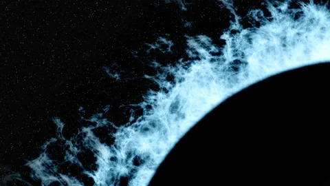 Solar eclipse, galaxy and nebula in deep outer space Video stock 166922951
