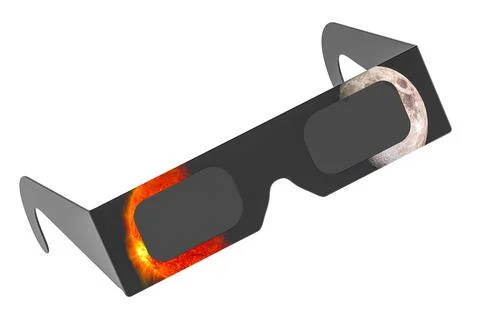 Solar Eclipse Glasses, closeup. 3D rendering Stock Illustration