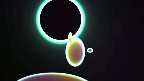 Solar eclipse with glowing rings and planets in space. Vídeo Stock 337495225