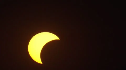 Solar eclipse gradual coverage of the suns surface Stock Footage 342176618