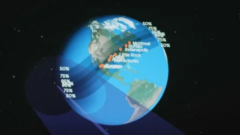 Solar eclipse. Graphic presentation of Earth from space and cities where there 動画素材 272806177