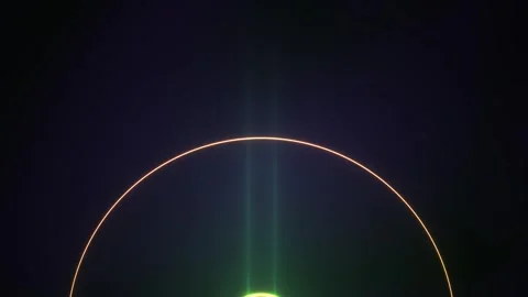 Solar Eclipse with Green Light Beam. Stock Footage 334195732