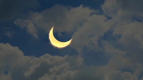 Solar eclipse with heap white cloud blue sky huge rollong time lapse Stock Footage 271077127