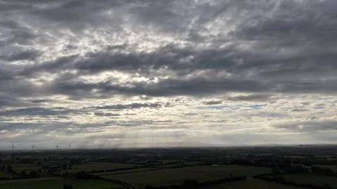 Solar Eclipse Hyperlapse Over Rural Ireland with Wind Turbines Stock Footage 342111712