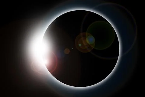 Solar eclipse illustration - horizontal sun eclipse Stock Illustration