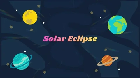 Solar Eclipse Illustration Space and Planets Background Stock Footage 332560895