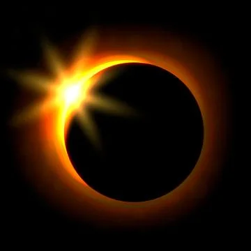 Solar eclipse image. Astronomical phenomenon of the closing of the shining su Stock Illustration