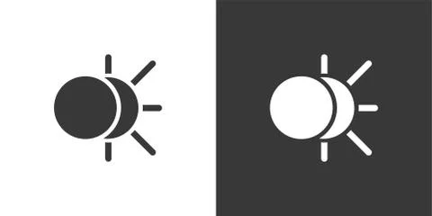 Solar eclipse. Isolated icon on black and white background. Weather vector il 스톡 일러스트