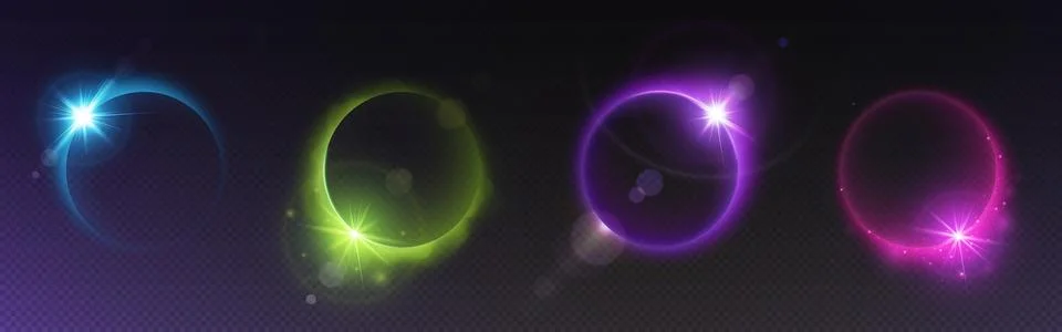 Solar eclipse light circle with bright flare Stock Illustration