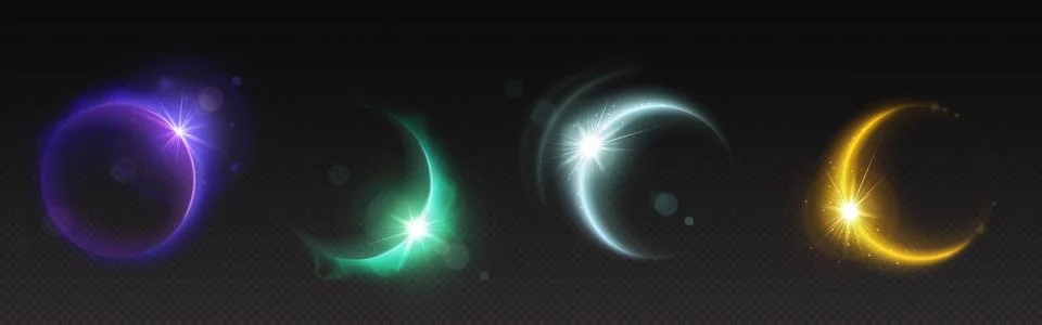 Solar eclipse light flare. Moon or sun ring effect Ilustração Stock