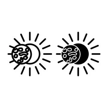 Solar eclipse line and glyph icon. Total eclipse vector illustration isolated on Stock Illustration